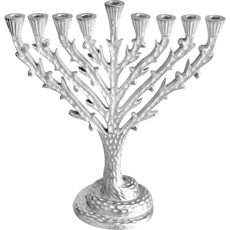 Tree of Life Silver Menorah